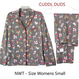 NWT CUDDL DUDS 2pc Christmas Holiday Dogs Animals Pajama Set Women's Small
